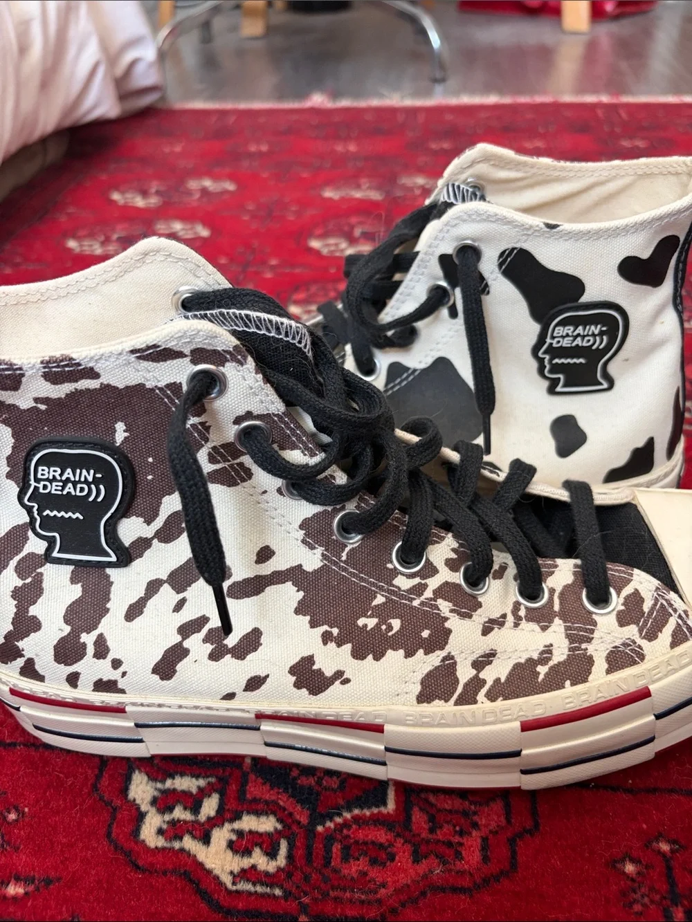 Converse High-Top Chuck Taylor/Brain-Dead Cow Print. men9 women 11 New w/o box.